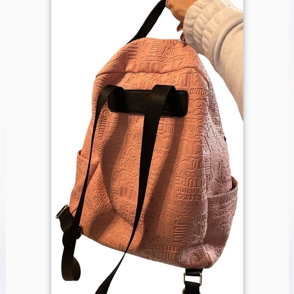 Juicy Couture Word Search TFY Our Zips Say It All Pink Backpack Flaws - Picture 2 of 10